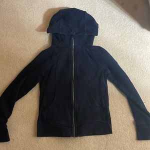 lululemon navy blue scuba hoodie full length zip up size 6